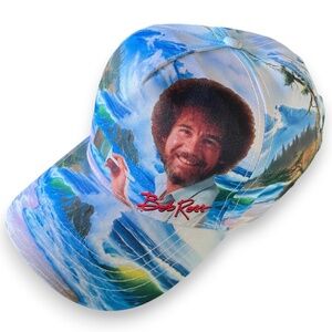Bob Ross “Mountains By The Sea” Baseball Cap — All-Over Print, Rare